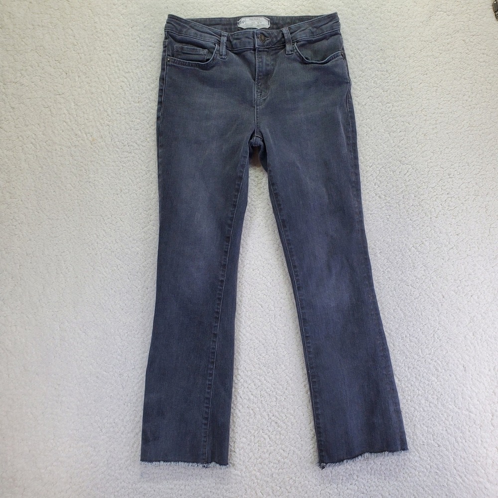 Free People‎ Womens Charcoal Grey Raw Hem Cropped Flare Jeans Sz 26 W26 Slim Fit